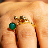Cat's Cradle Ring in Green Onyx