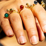 Cat's Cradle Ring in Green Onyx