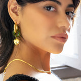 Heart of Gold Dangle Earring - 24K Gold Plated/Green Resin