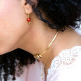 Roxy Carnelian Safety Pin Earrings