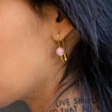 Roxy Rose Quartz Safety Pin Earrings