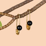 Roxy Onyx Safety Pin Earrings
