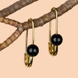 Roxy Onyx Safety Pin Earrings